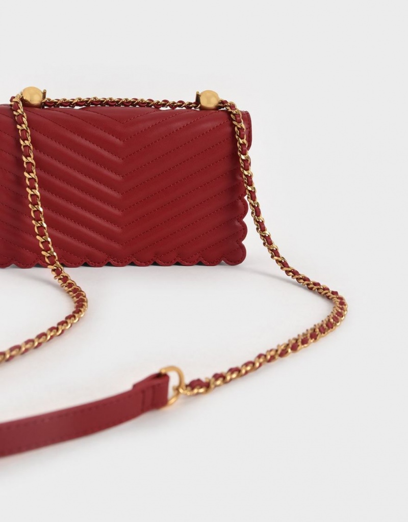 Charles & Keith Beaded Handle Crossbody Veske Rød | HSQJO0318