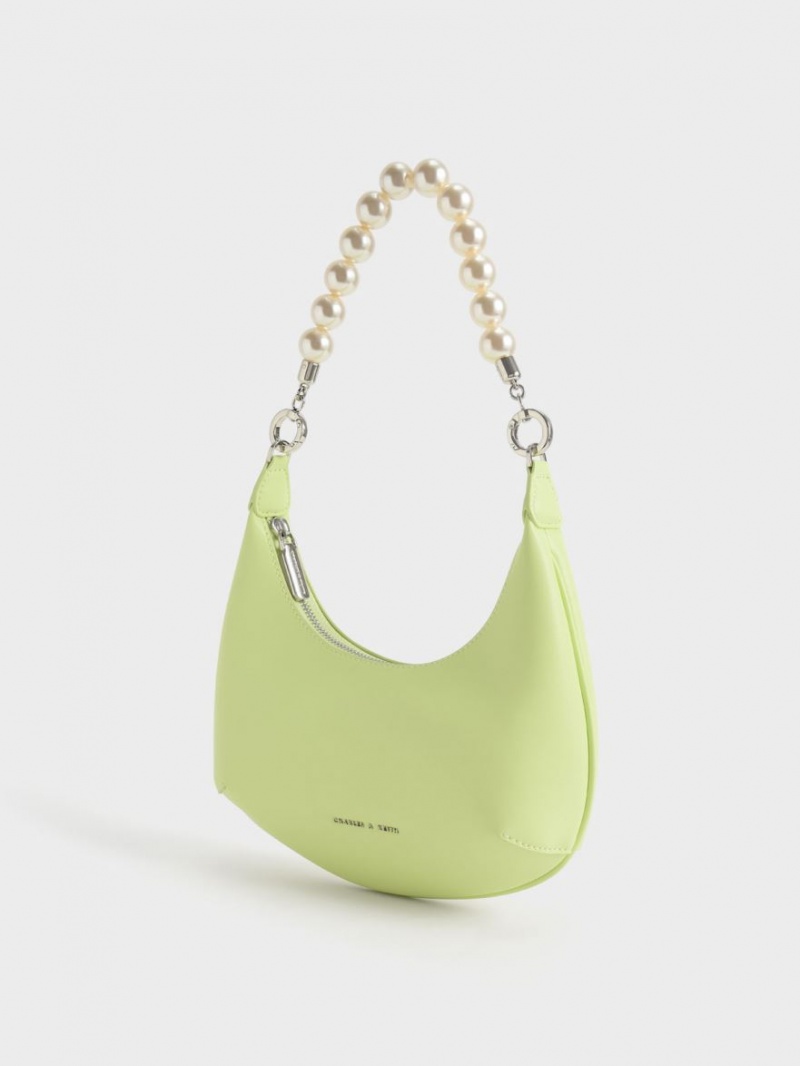 Charles & Keith Beaded Handle Hobo Veske Lyse Grønn | WAPQT2810