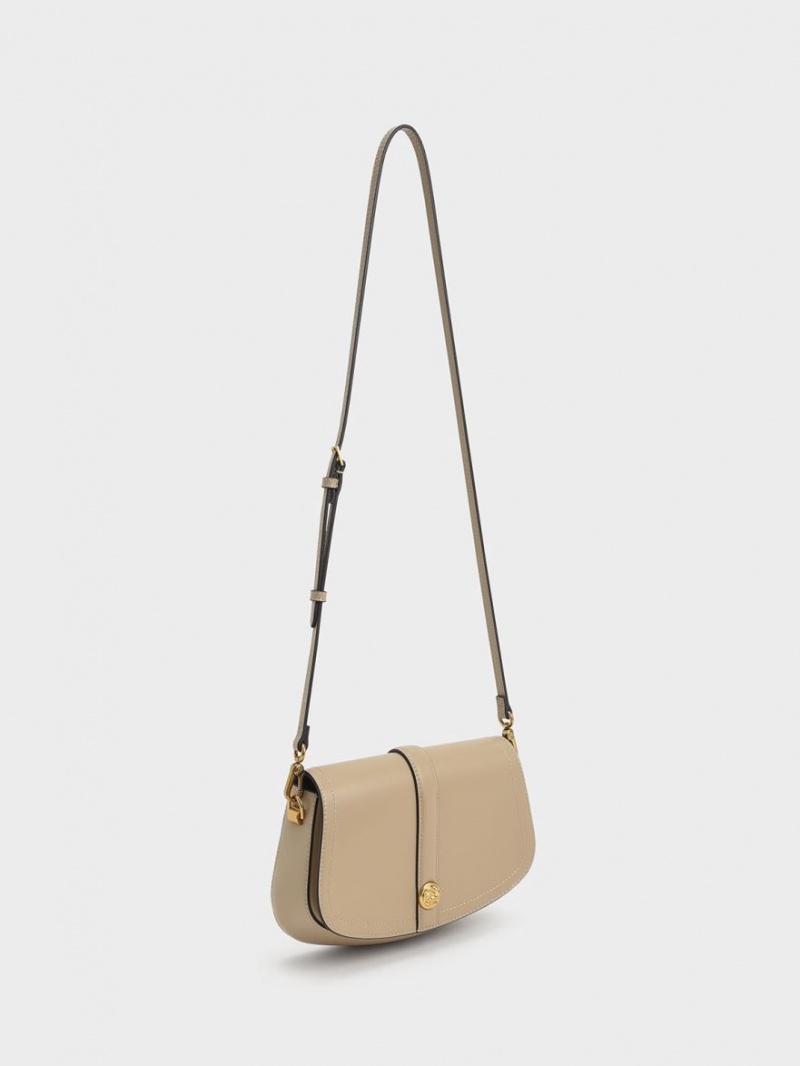 Charles & Keith Blair Chain Handle Skulderveske Beige | AKCOB2453