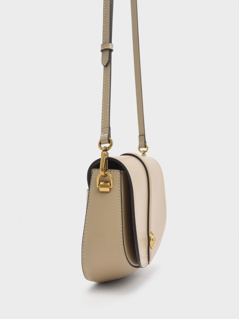 Charles & Keith Blair Chain Handle Skulderveske Beige | AKCOB2453