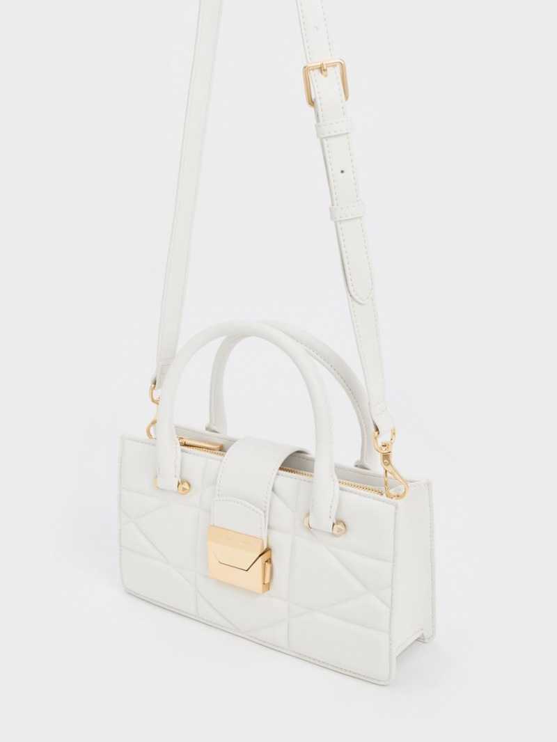 Charles & Keith Blanche Vattert Top Håndveske Hvite | QRSVW2430