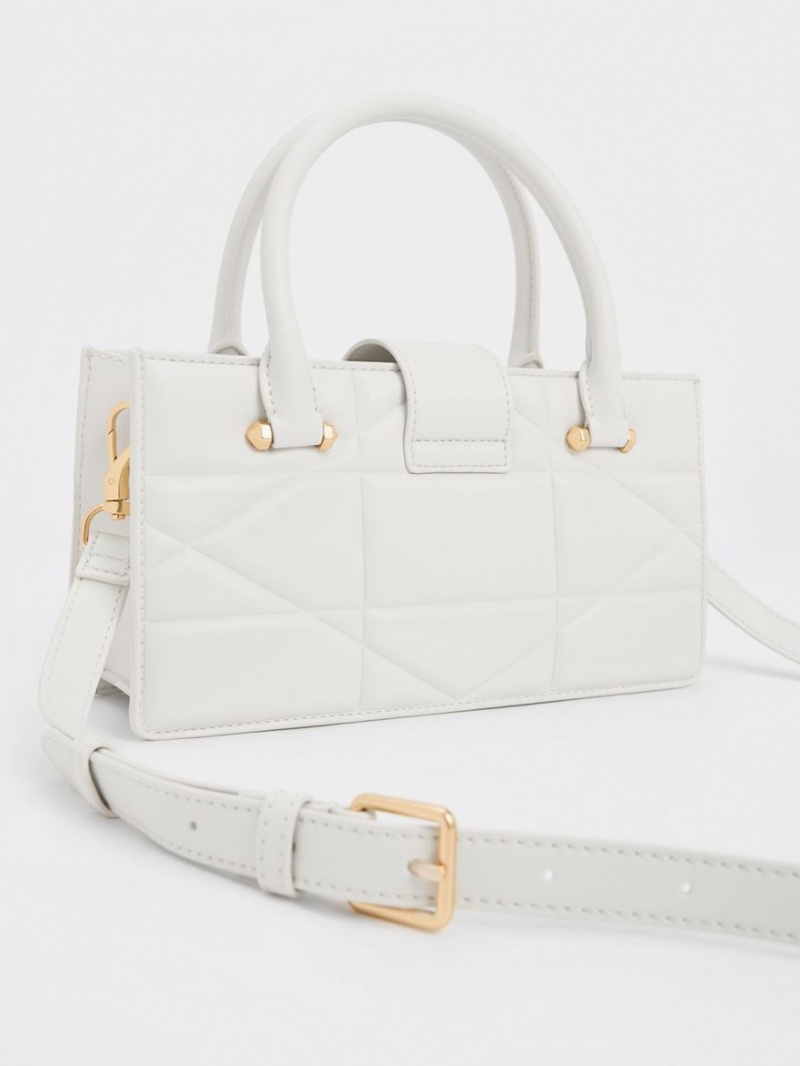 Charles & Keith Blanche Vattert Top Håndveske Hvite | QRSVW2430