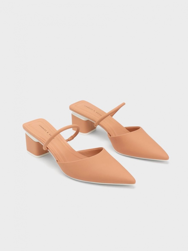 Charles & Keith Block Heel Mules Sko Brune | DRNCK3295