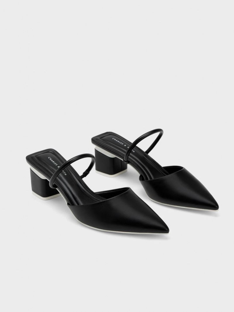 Charles & Keith Block Heel Mules Sko Svarte | UOGIL1458