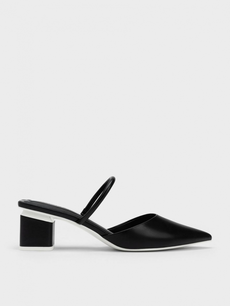 Charles & Keith Block Heel Mules Sko Svarte | UOGIL1458