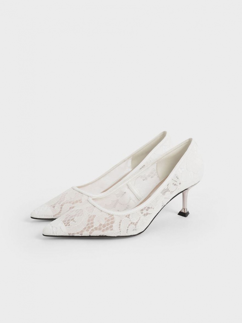 Charles & Keith Blonder Sculptural Heel Pumps Hvite | UMBRK3021