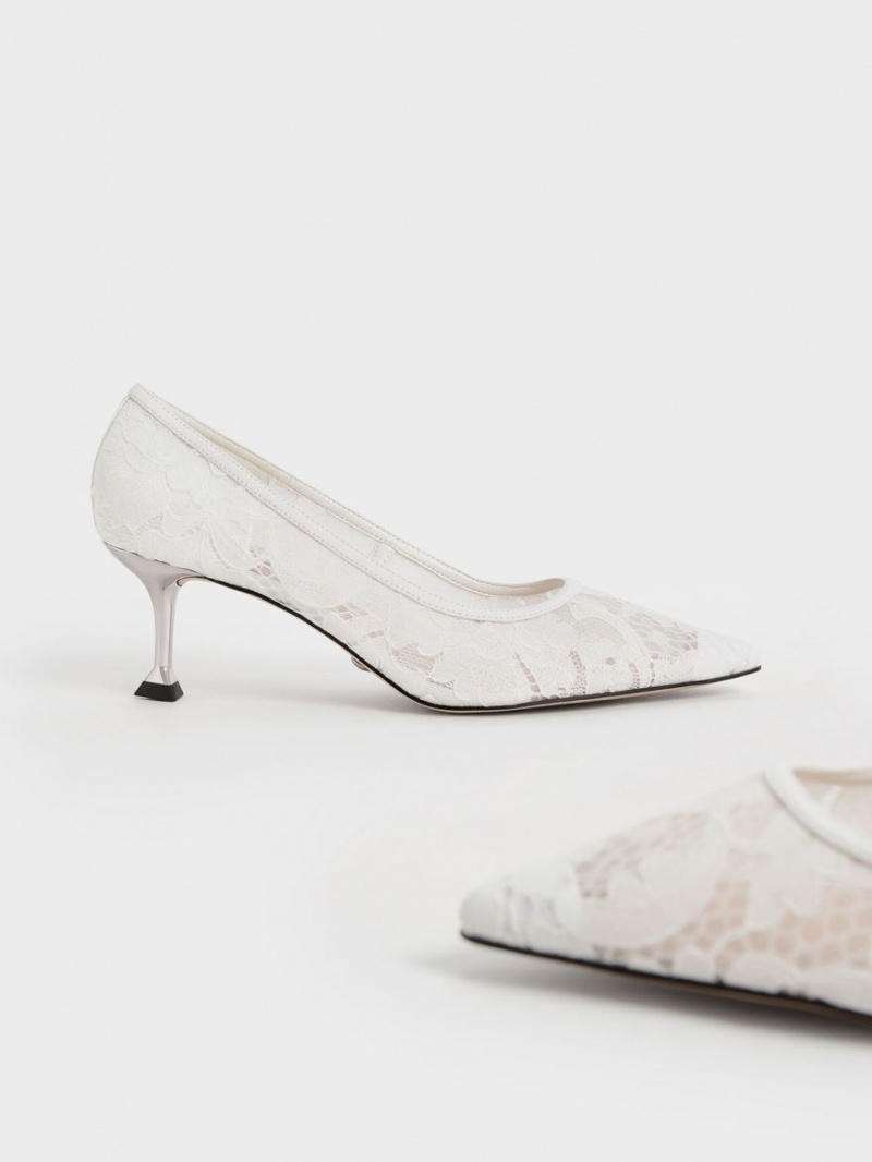 Charles & Keith Blonder Sculptural Heel Pumps Hvite | UMBRK3021