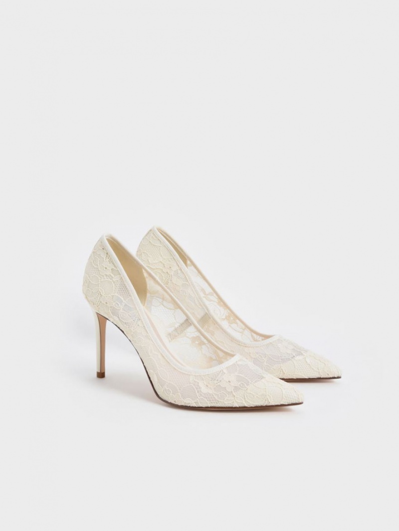 Charles & Keith Blonder Stiletto Pumps Pisket Krem | GQSIW5912