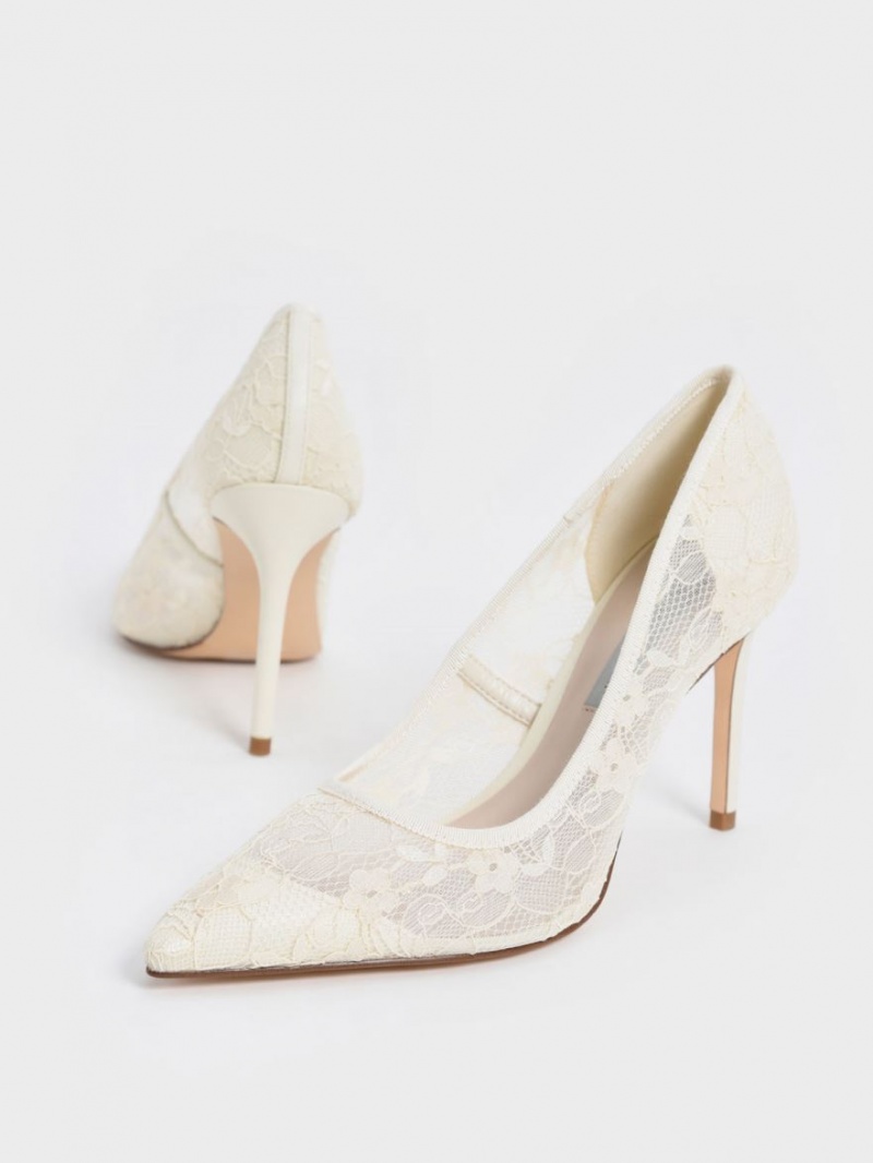 Charles & Keith Blonder Stiletto Pumps Pisket Krem | GQSIW5912