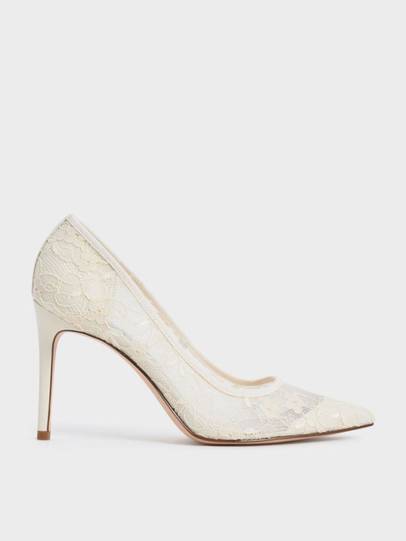 Charles & Keith Blonder Stiletto Pumps Pisket Krem | GQSIW5912