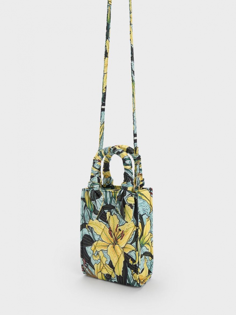 Charles & Keith Botanical Print Fabric Tote Veske Multicolor | IXBYE0546