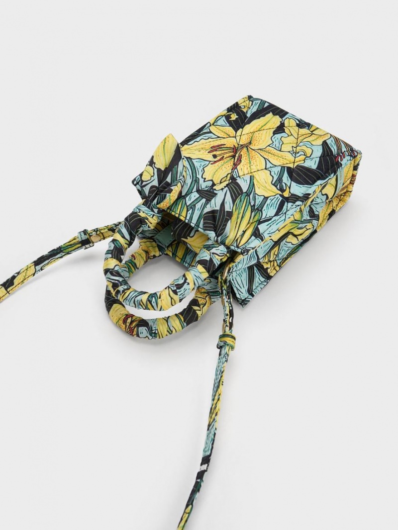 Charles & Keith Botanical Print Fabric Tote Veske Multicolor | IXBYE0546