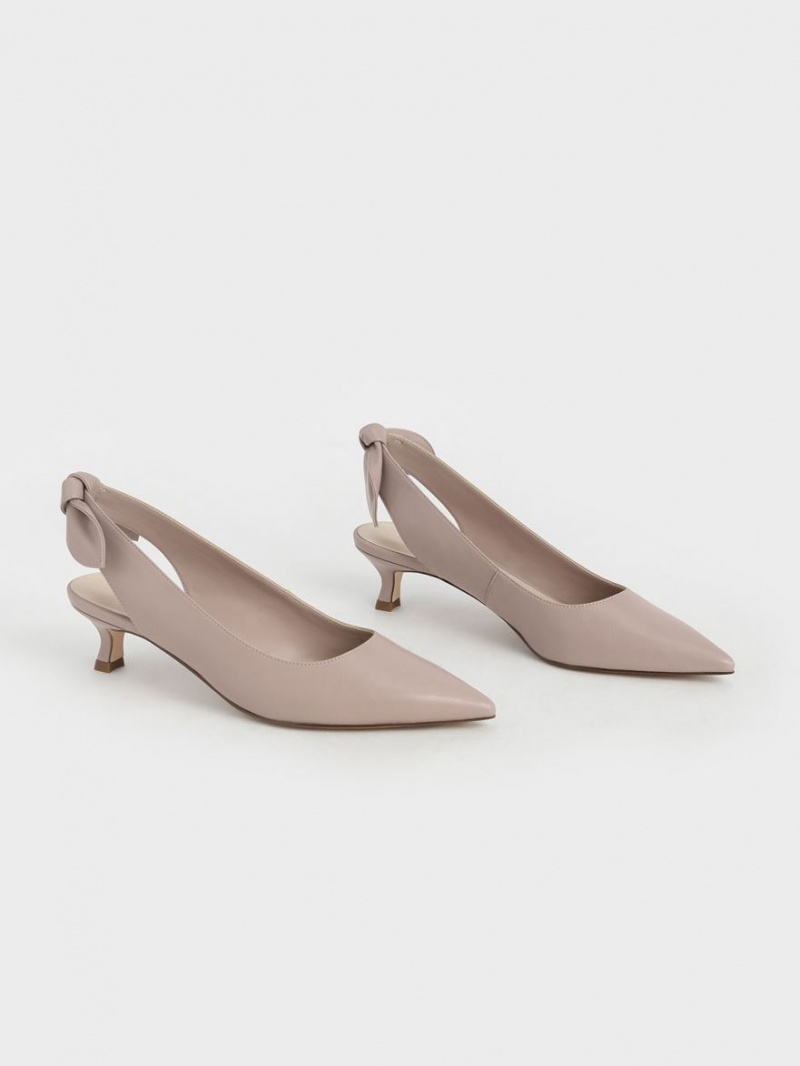 Charles & Keith Bow Slingback Pumps Rosa | YKIJW9083