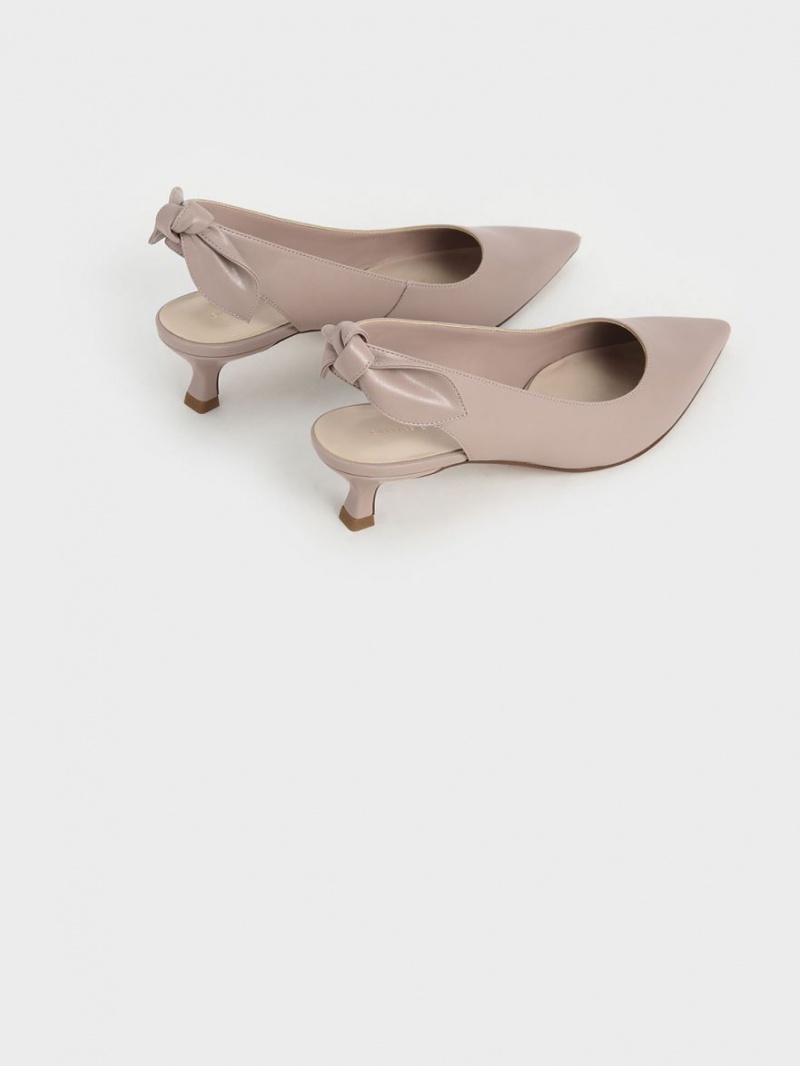 Charles & Keith Bow Slingback Pumps Rosa | YKIJW9083