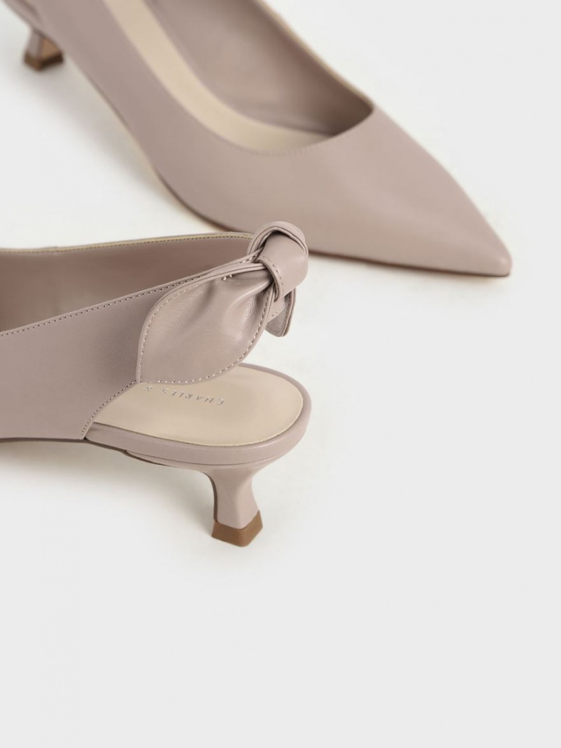 Charles & Keith Bow Slingback Pumps Rosa | YKIJW9083