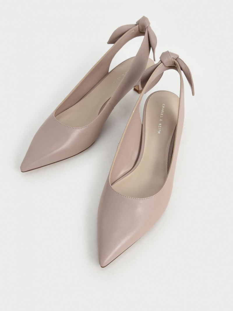 Charles & Keith Bow Slingback Pumps Rosa | YKIJW9083