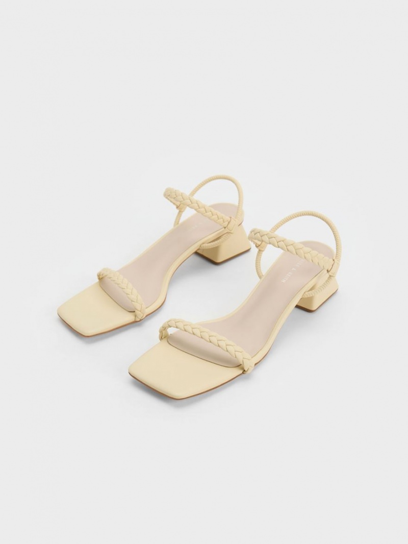 Charles & Keith Braided Back Sandaler Med Reim Gul | WBFMG8214