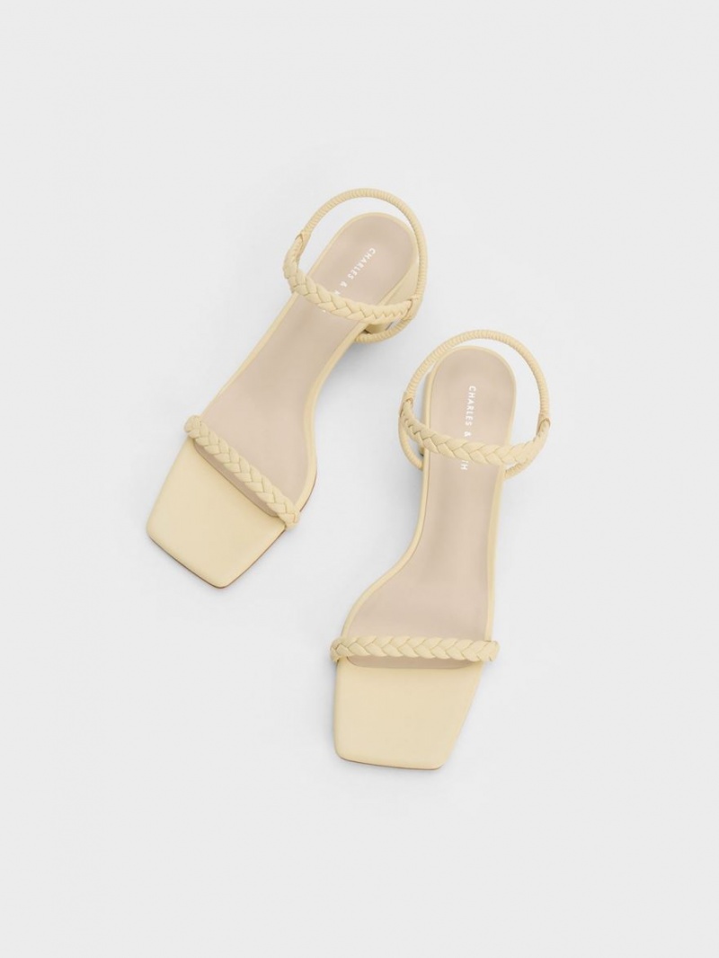 Charles & Keith Braided Back Sandaler Med Reim Gul | WBFMG8214