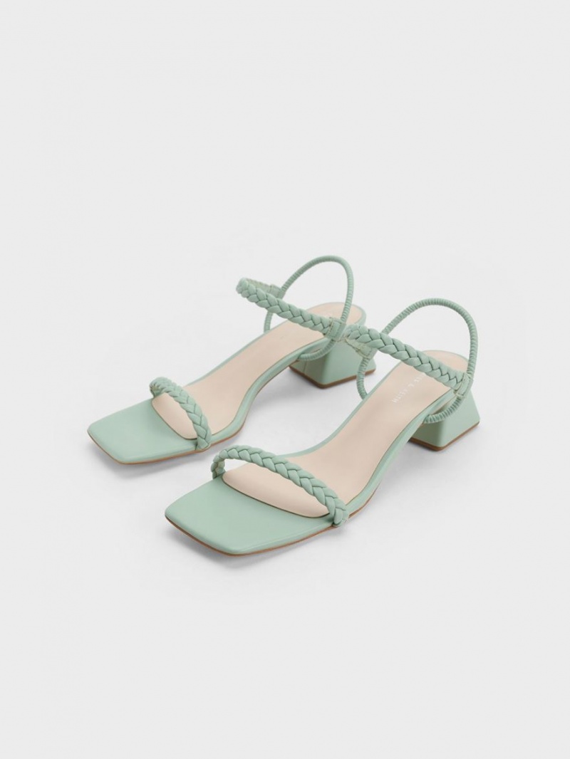 Charles & Keith Braided Back Sandaler Med Reim Mint | FDBWV6801