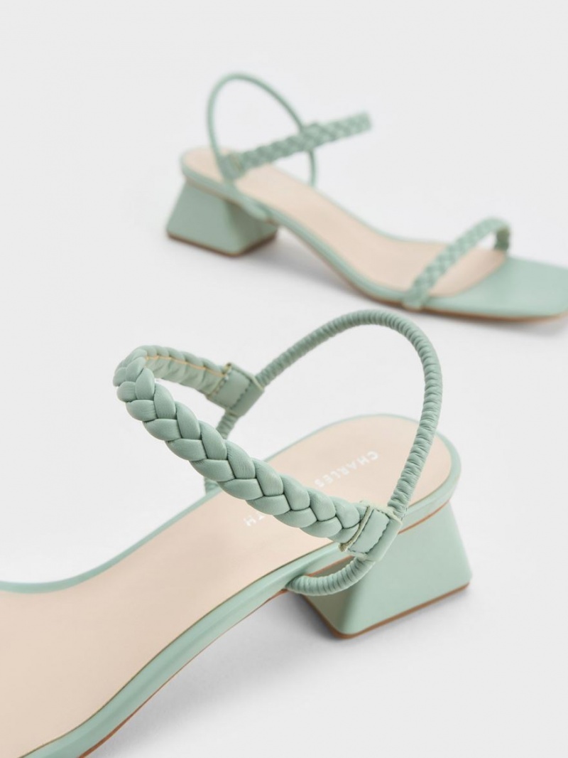 Charles & Keith Braided Back Sandaler Med Reim Mint | FDBWV6801