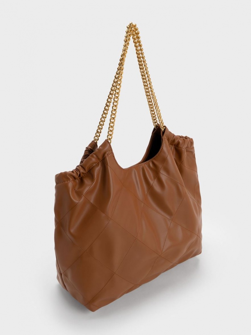 Charles & Keith Braided Handle Tote Veske Sjokolade | CBYPR8342