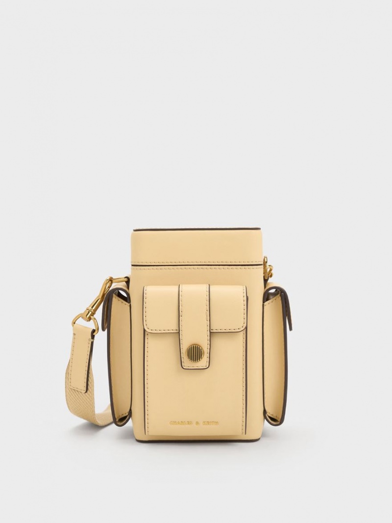 Charles & Keith Bronte Multi-Pocket Crossbody Veske Beige | AMPVR7680