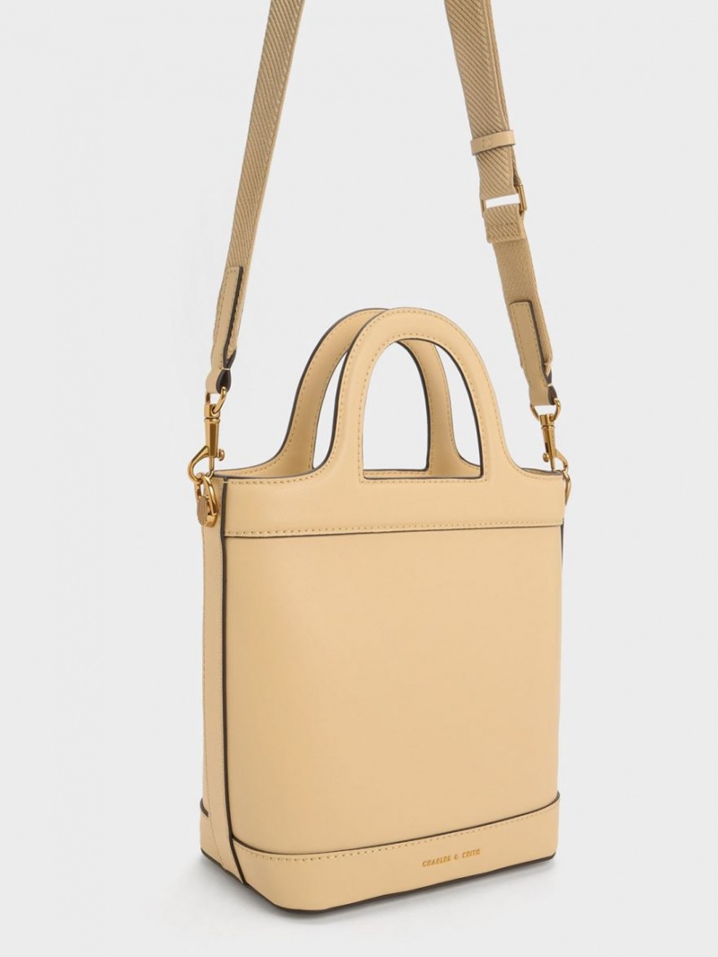 Charles & Keith Bronte Top Handle Bøtteposer Beige | RKVJE3947