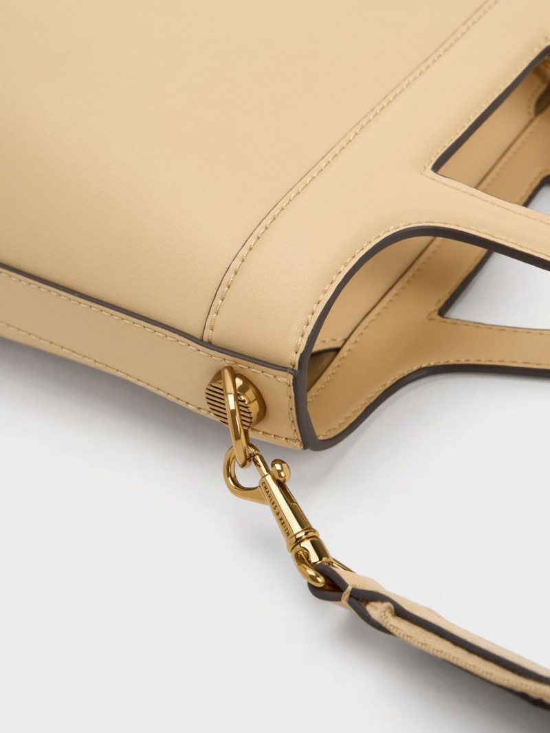 Charles & Keith Bronte Top Handle Bøtteposer Beige | RKVJE3947