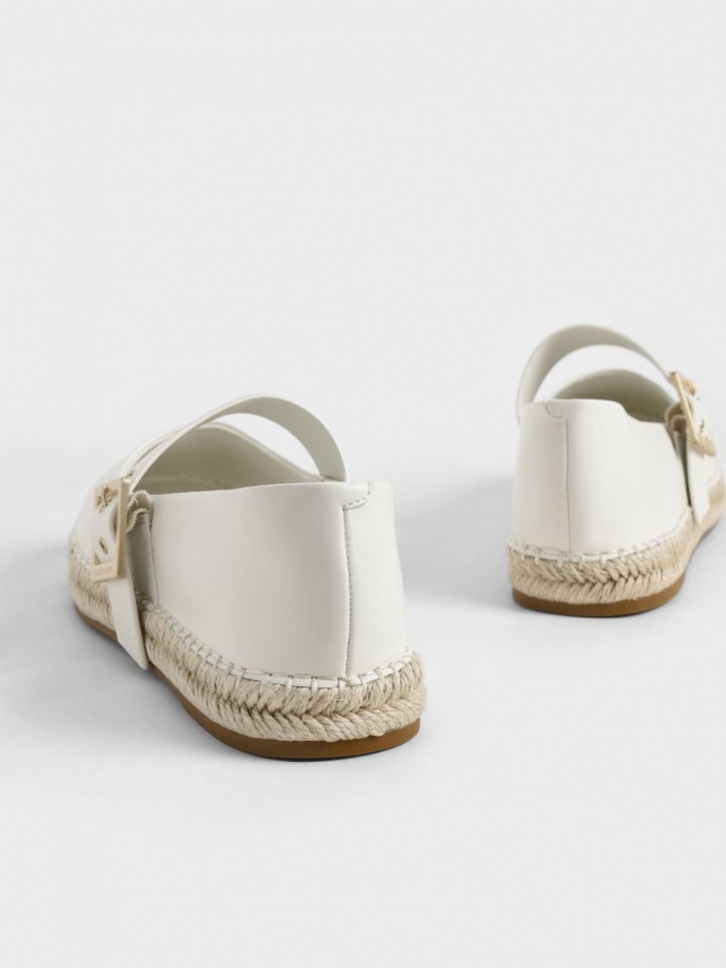 Charles & Keith Buckled Espadrille Flate Sko Hvite | VYTRF5719