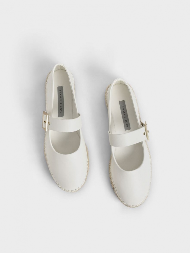 Charles & Keith Buckled Espadrille Flate Sko Hvite | VYTRF5719