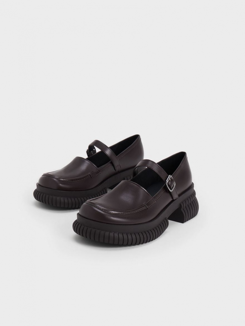 Charles & Keith Buckled Mary Jane Loafers Mørke Brune | WAVCZ3016