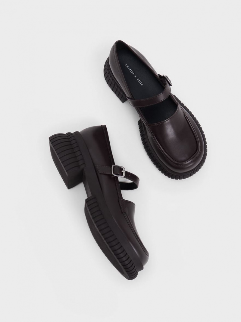 Charles & Keith Buckled Mary Jane Loafers Mørke Brune | WAVCZ3016