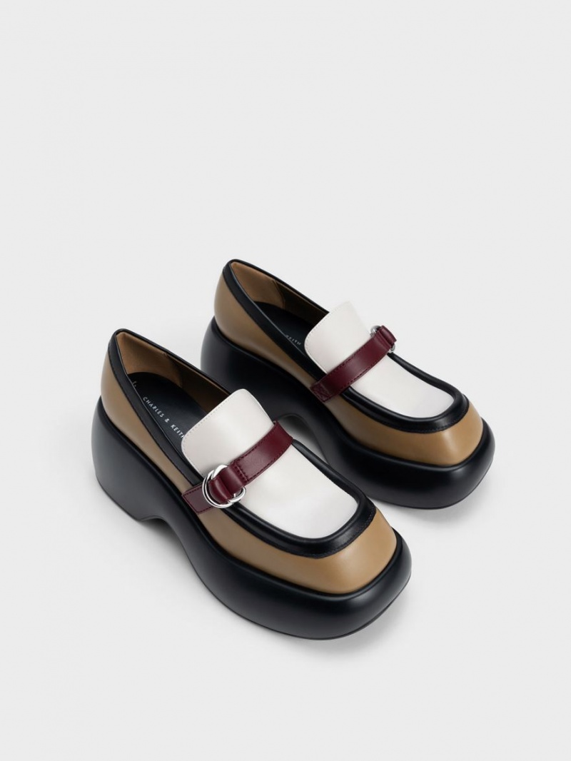 Charles & Keith Buckled Platform Penny Loafers Multicolor | UCFAQ5623