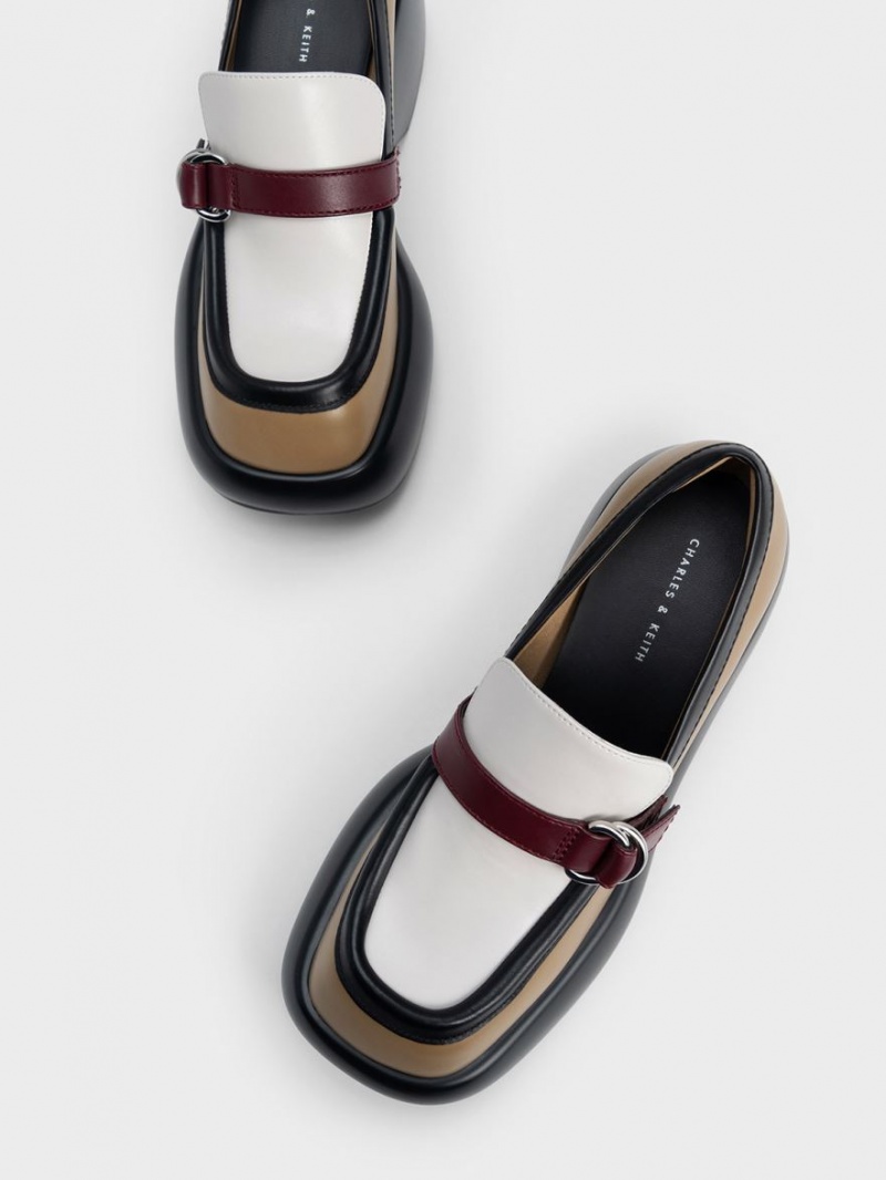 Charles & Keith Buckled Platform Penny Loafers Multicolor | UCFAQ5623