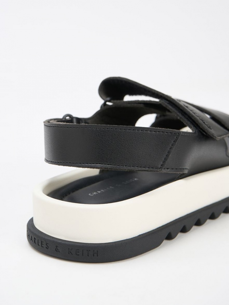 Charles & Keith Buckled Sports Platåsandaler Svarte | ZQDRP5482