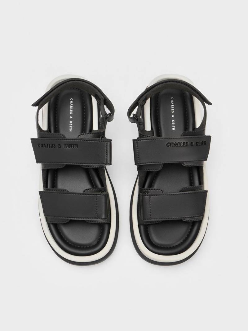 Charles & Keith Buckled Sports Platåsandaler Svarte | ZQDRP5482