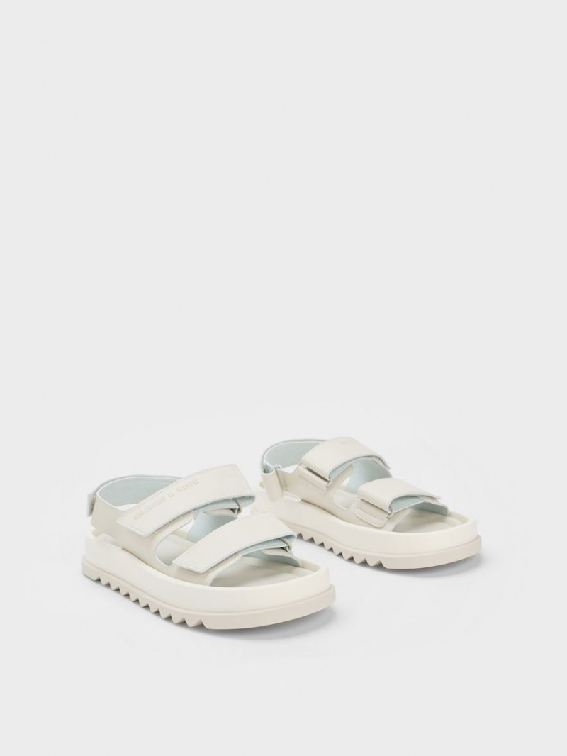 Charles & Keith Buckled Sports Platåsandaler Hvite | NUQGH2596