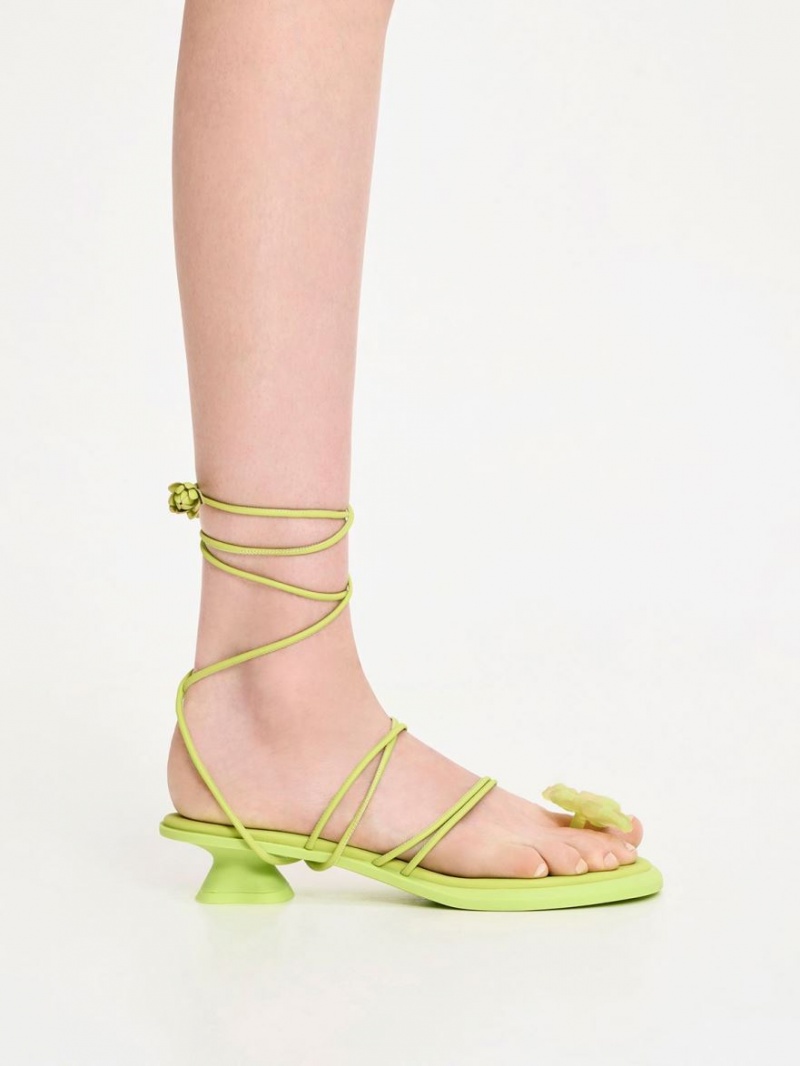 Charles & Keith Butterfly Tie-Around Flate Sandaler Lyse Grønn | FYZUQ8379