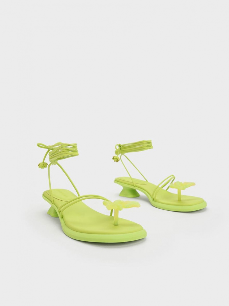 Charles & Keith Butterfly Tie-Around Flate Sandaler Lyse Grønn | FYZUQ8379