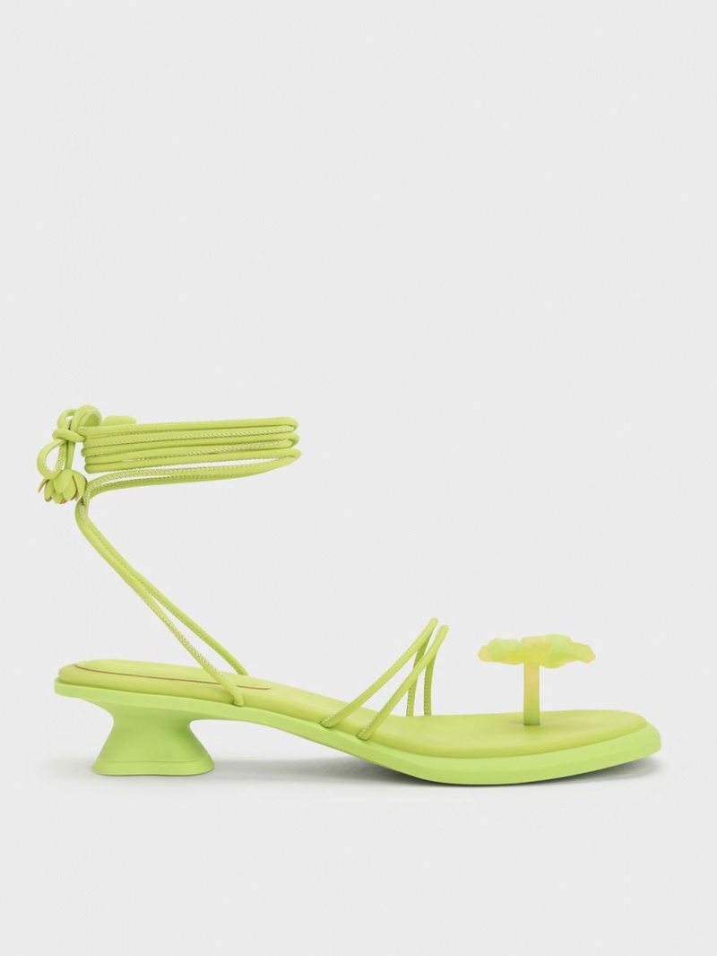 Charles & Keith Butterfly Tie-Around Flate Sandaler Lyse Grønn | FYZUQ8379