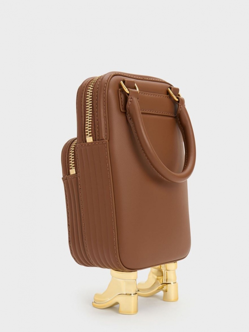 Charles & Keith Calliope Double Pocket Crossbody Veske Brune | XCYFR3986