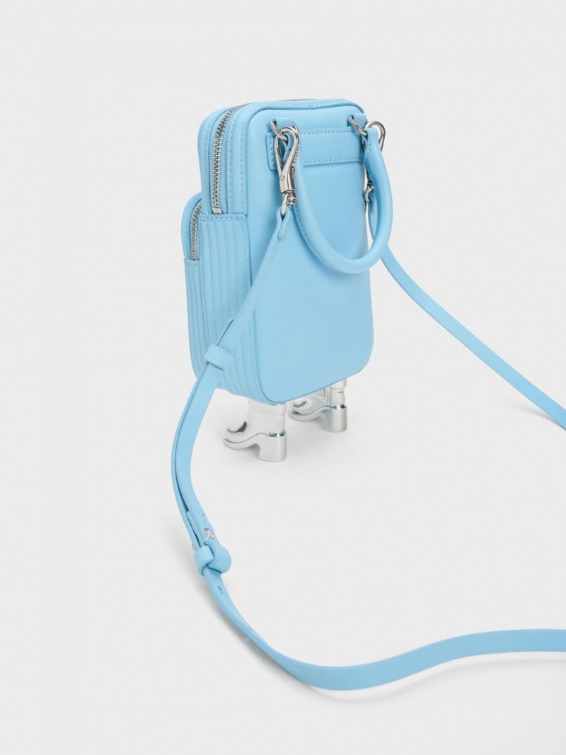 Charles & Keith Calliope Double Pocket Crossbody Veske Lyse Blå | ACNTS8920