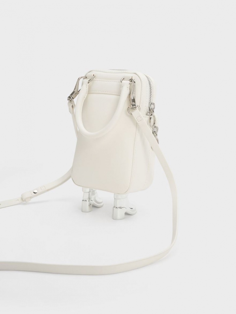 Charles & Keith Calliope Double Pocket Crossbody Veske Hvite | HMVGL5490