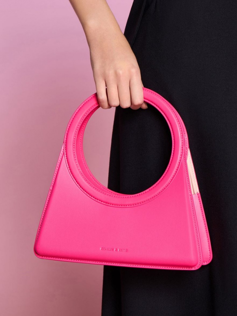 Charles & Keith Camelia Circle Handle Geometric Tote Veske Fuchsia | KPREB2607