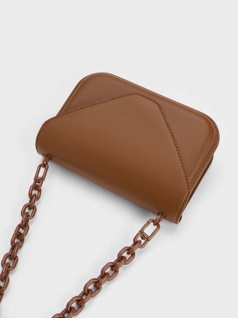 Charles & Keith Camelia Envelope Crossbody Veske Sjokolade | ZXRBA3258