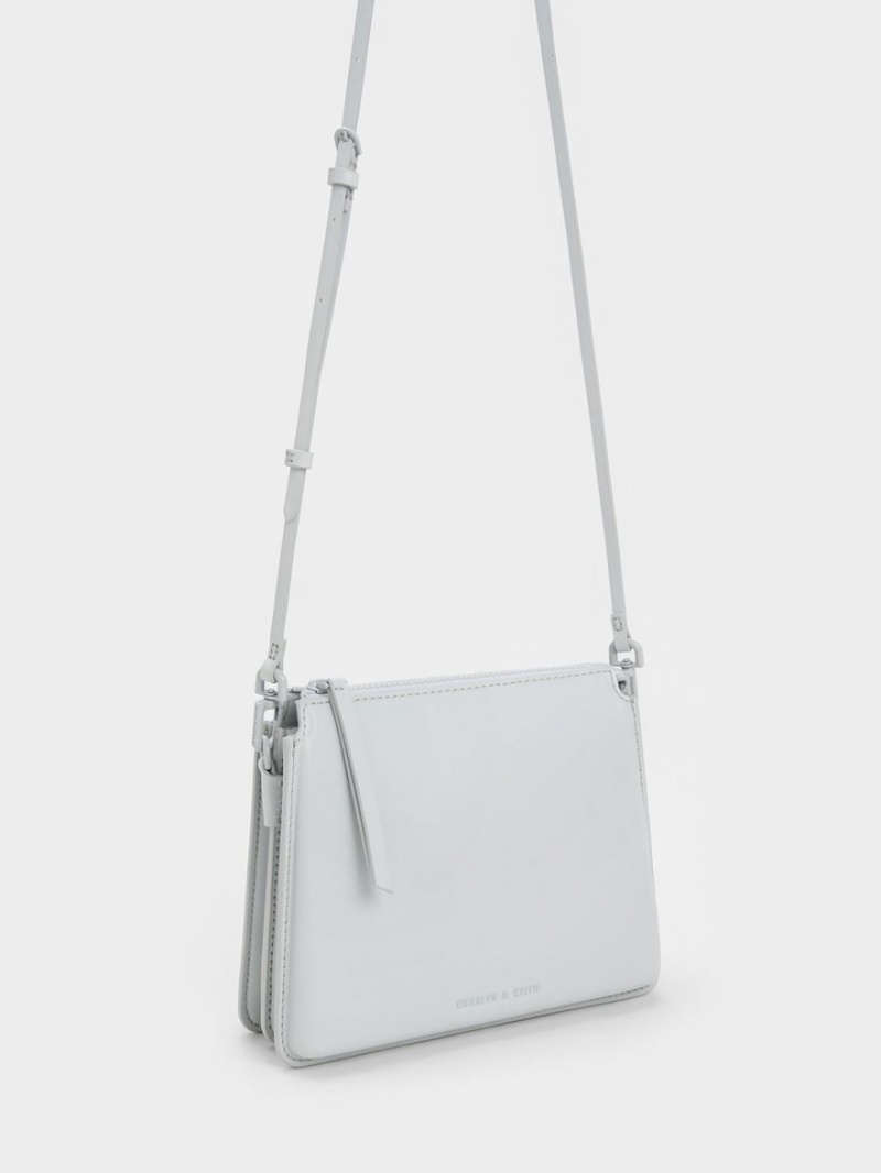 Charles & Keith Camelia Trapeze Crossbody Veske Lyse Grå | IPQTD2687