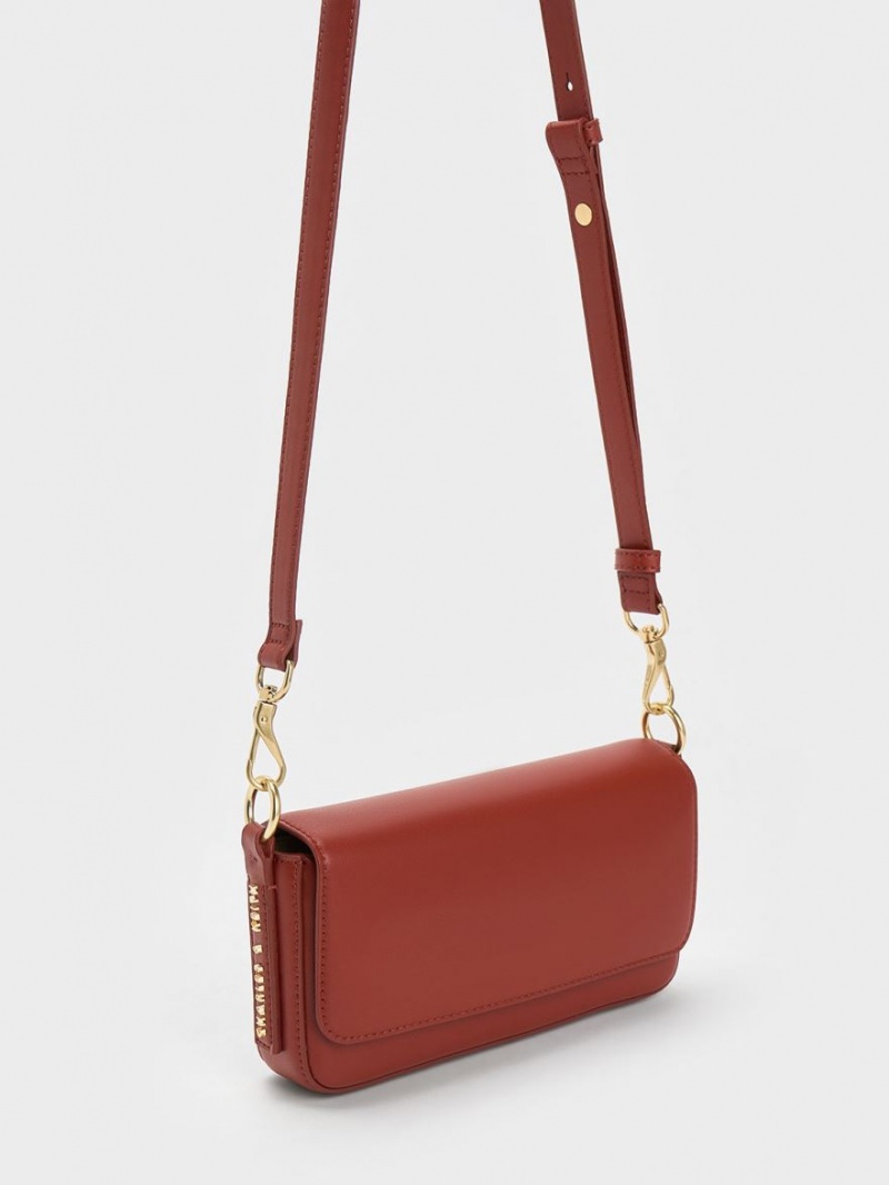 Charles & Keith Catena Front Flap Tote Veske Mørke Rød | JARSQ9067