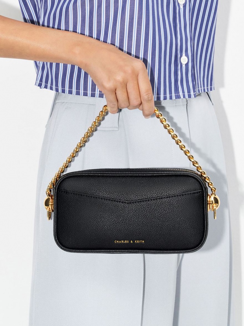 Charles & Keith Cayce Boxy Crossbody Veske Svarte | EBVZD1940