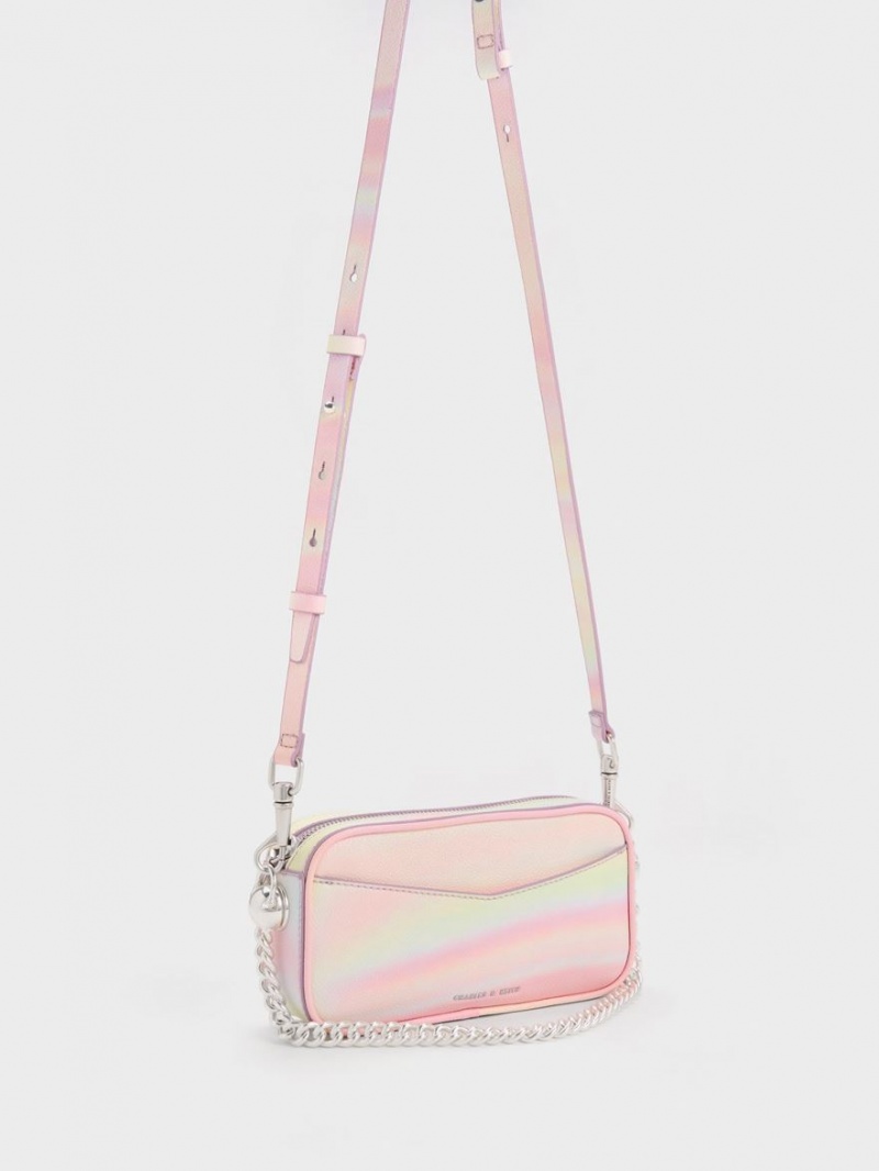 Charles & Keith Cayce Swirl-Print Boxy Crossbody Veske Rosa | LONSI4368