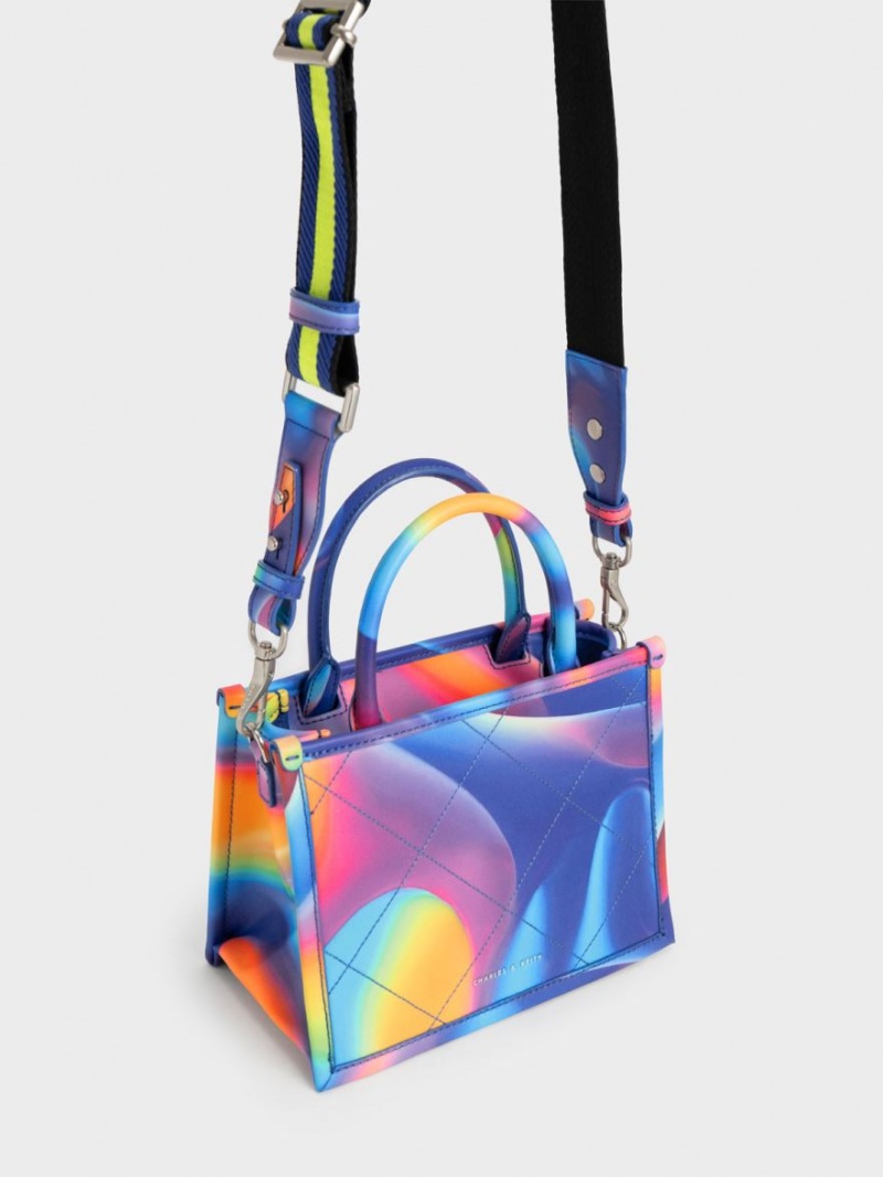 Charles & Keith Celia Vattert Double Handle Tote Veske Multicolor | BVCAQ7204